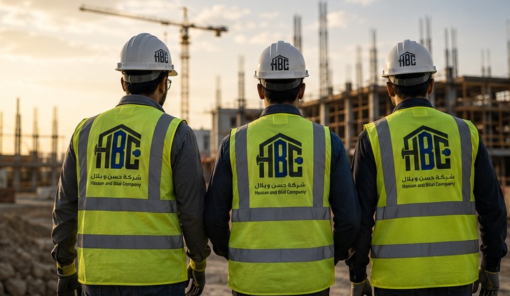 HBC crew in high-visibility PPE and hard hats on a construction site